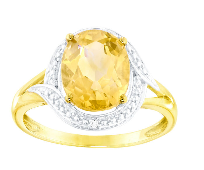 Damenring mit echt Citrin und Diamanten 
