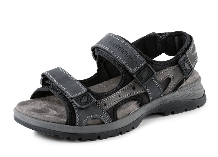 Waldl&auml;ufer Trekking-Sandale aus Nubukleder BLAU-GRAU-SCHWARZ