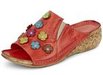 Gemini Pantolette mit bunten Lederbl&uuml;ten ROT