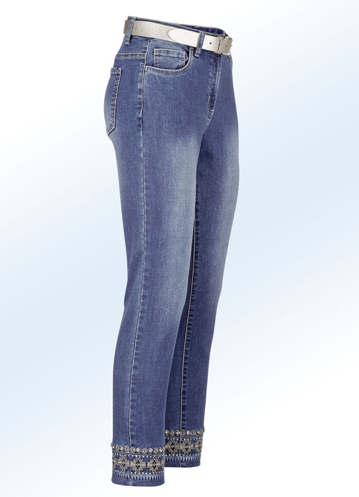 Jeans mit aufwendigen Stickereien JEANSBLAU