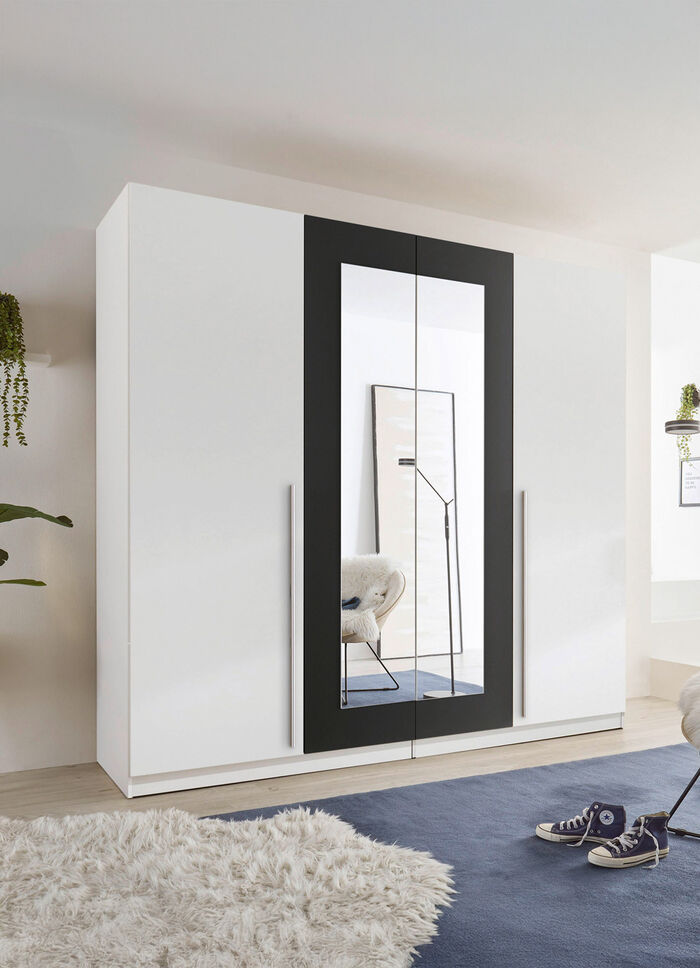 Moderner und formschöner Kleiderschrank WEISS-GRAFIT