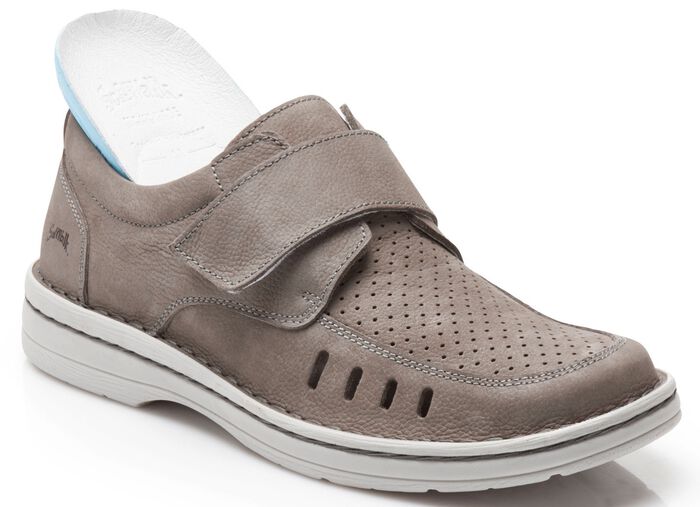 Slipper mit verstellbarer Klettspange GRAU