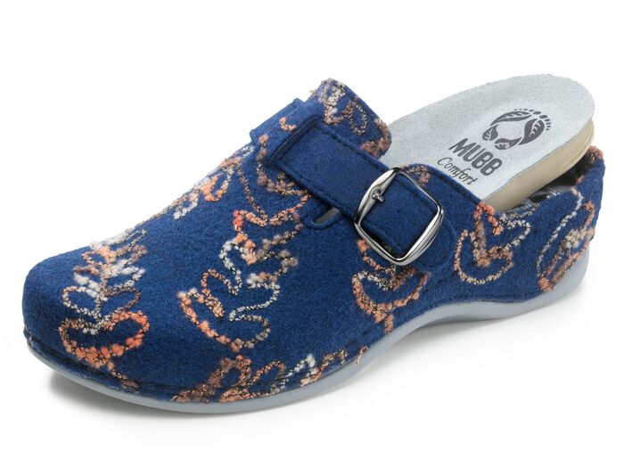Mubb Pantoffel mit Stickmuster BLAU