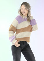 Pullover in Perlfang CREME-CAMEL-FLIEDER