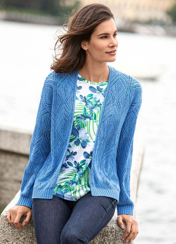 Strickjacke mit Ajourmuster 