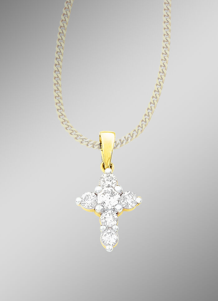 Klassischer Kreuz-Anhänger mit 6 Brillanten 