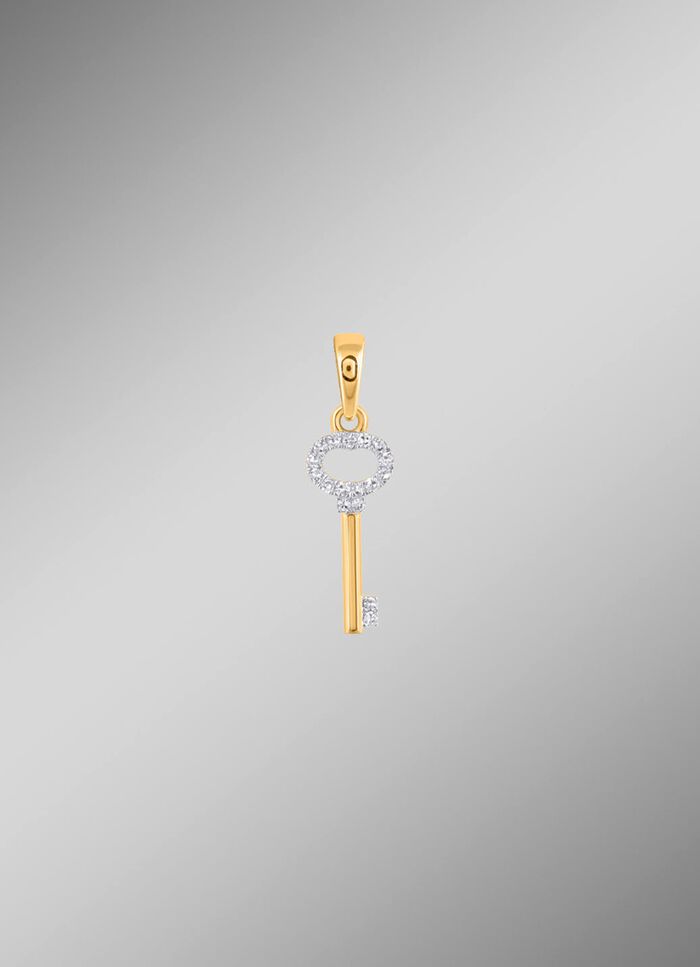Schl&uuml;ssel-Anh&auml;nger mit 14 Diamanten 