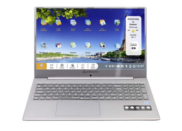 Ordissimo Notebook mit leicht bedienbarem Betriebssystem SILBER