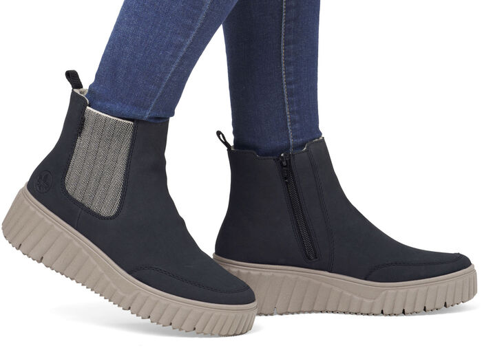 Rieker, trendige Damen-Boots, Winterschuhe, mit herausnehmbarem Fußbett DUNKELBLAU