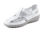 Gemini Slipper aus teilweise geprägtem Nappaleder WEISS-GRAU
