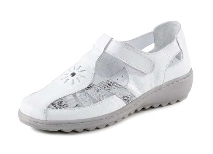Gemini Slipper aus teilweise geprägtem Nappaleder WEISS-GRAU