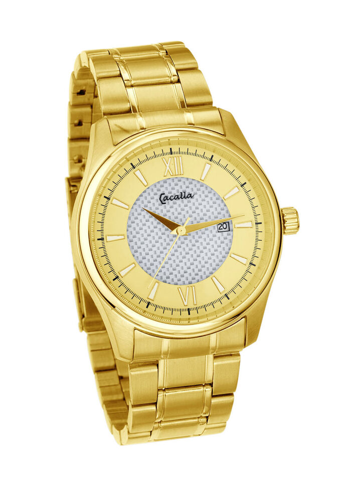 Solar-Herrenuhr mit vergoldetem Edelstahlbandgehäuse 
