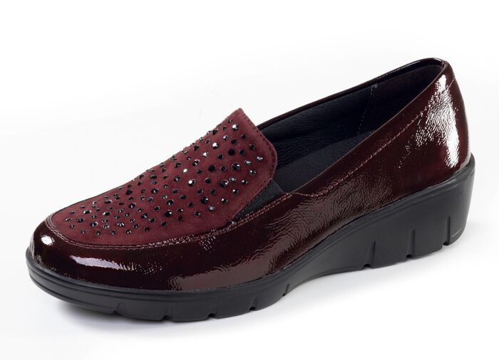 ELENA EDEN, bequeme Damen-Slipper, Weite H, mit herausnehmbarem Fu&szlig;bett BURGUND