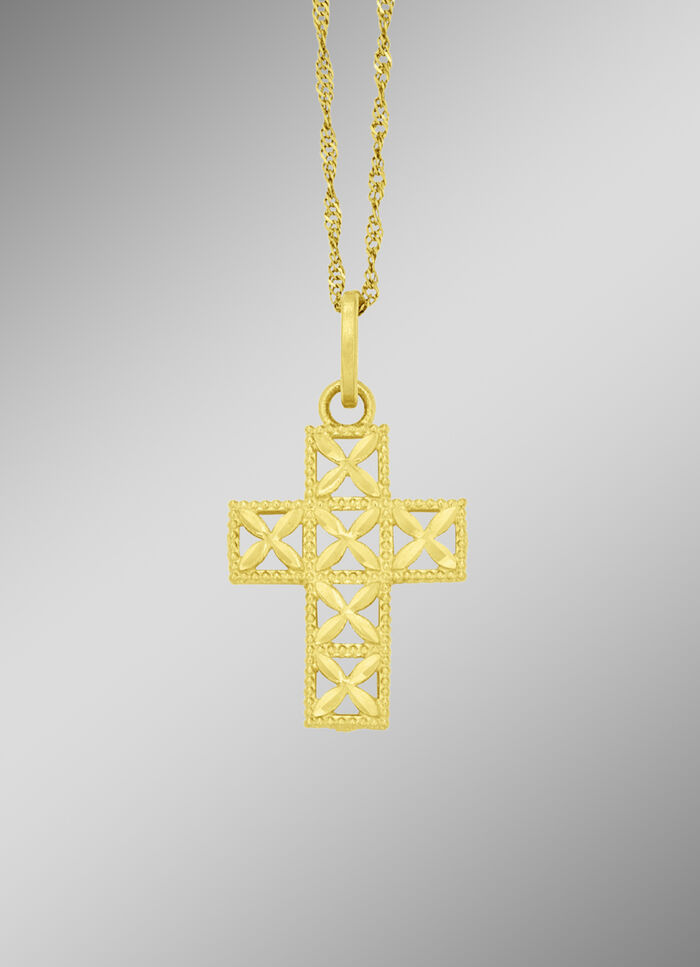 Durchbrochener Kreuz-Anhänger aus Gold 