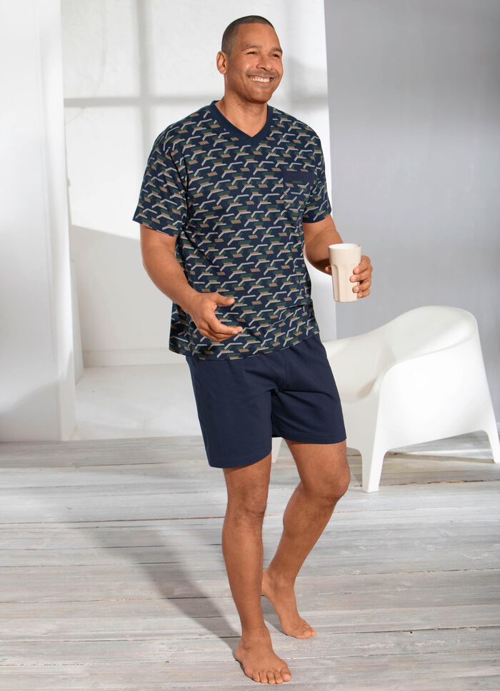 Pastunette Shorty mit V-Ausschnitt und Alloverdessin 