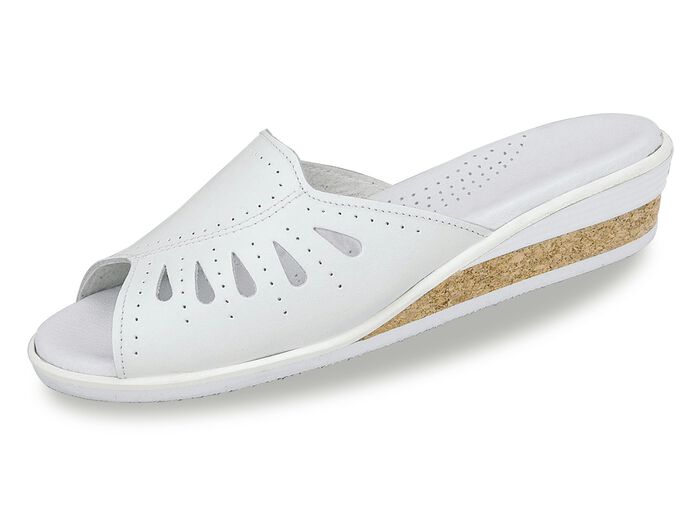 Pantolette mit W&ouml;rishofer Lederfu&szlig;bett WEISS