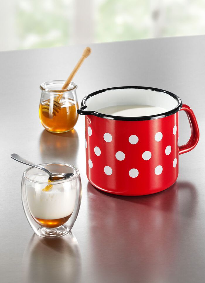 Milchtopf aus widerstandsf&auml;higem Stahl-Emaille 