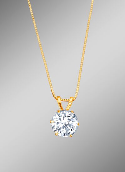 Anh&auml;nger mit synthetischen Zirkonia und Veneziakette 