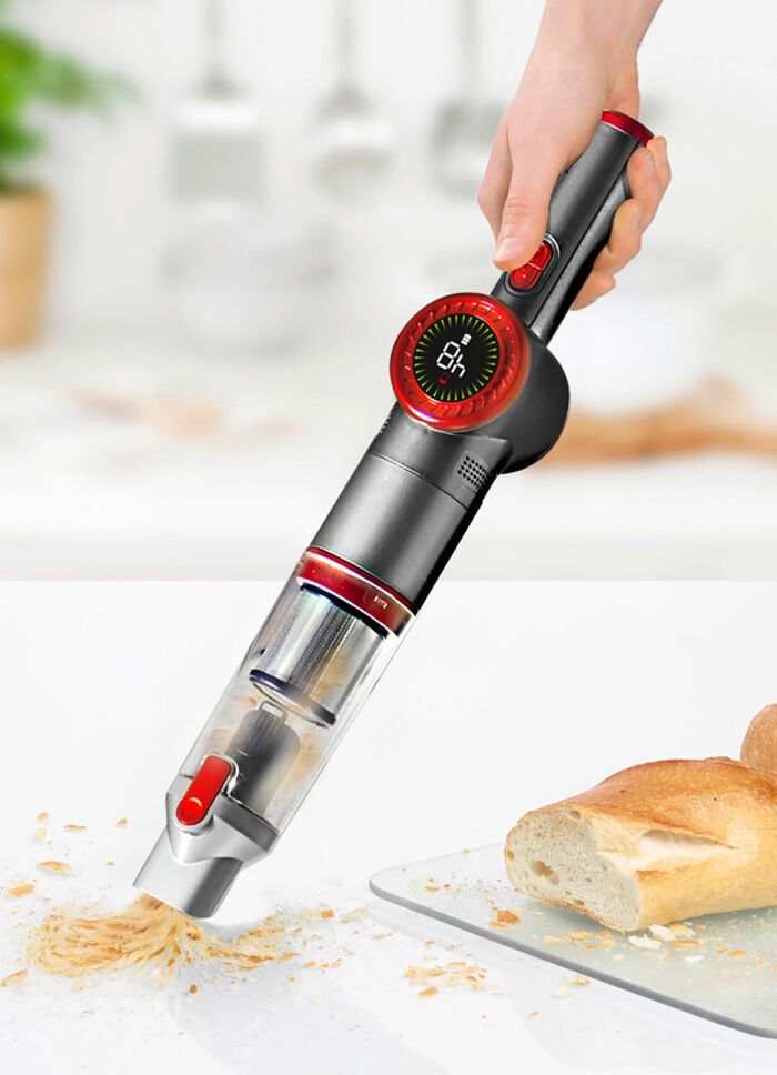 2-in-1 Akku-Hand- und Bodenstaubsauger "MX14 max" mit umfangreichem Zubeh&ouml;r SILBER-ROT