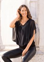 Poncho-Tunika mit Strasssteinzier 