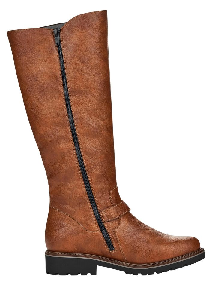 Remonte, gef&uuml;tterte Damen-Stiefel, Winterschuhe, Weite G, mit Lammfell COGNAC