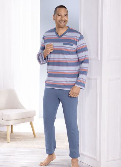 Zweierpack Schlafanzüge mit V-Ausschnitt und Brusttasche 