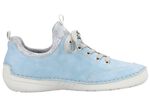Rieker Schn&uuml;rschuh aus floral bedrucktem Textilmaterial mit Metallicschimmer HELLBLAU-GRAU