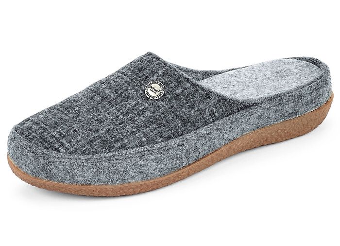 Pantoffel aus teilweise bedrucktem Wollfilz GRAU
