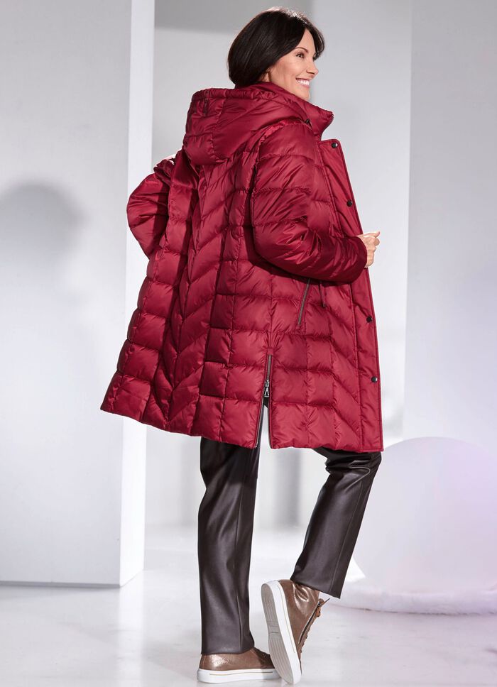 Kurzmantel mit abnehmbarer Kapuze RUBINROT