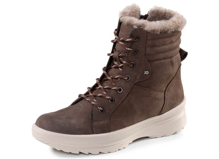 Schn&uuml;r-Bootie aus echtem Lammfell NUGAT