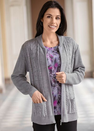 Strickjacke mit dekorativem Strukturmix 