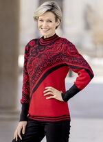 Pullover in Jacquard-Dessin ROT-SCHWARZ