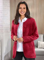 Strickjacke mit Schurwolle WEINROT