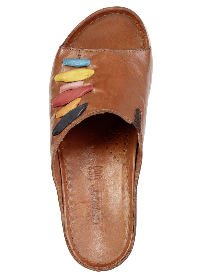 Gemini, trendige Damen-Pantoletten, Weite G, mit Gummizug COGNAC