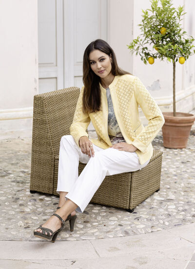 Blazer aus Veloursleder-Imitat 