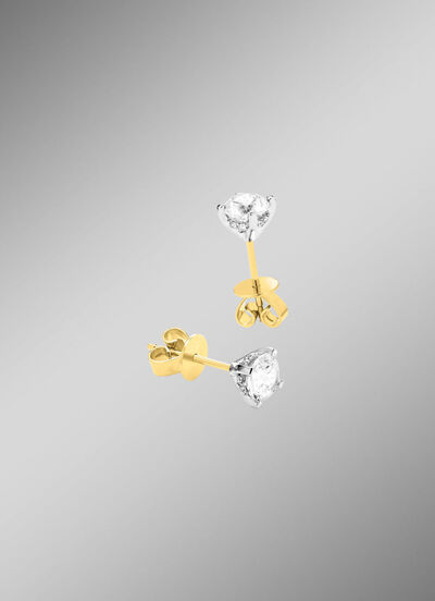 Solitär-Ohrstecker in Bicolor mit Brillant 