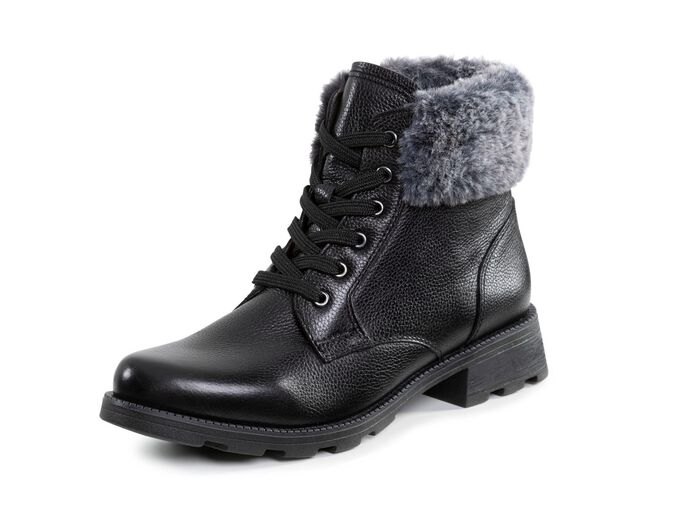 ELENA EDEN, gef&uuml;tterte Damen-Stiefeletten, Winterschuhe, Weite G, mit herausnehmbarem Fu&szlig;bett SCHWARZ-GRAU