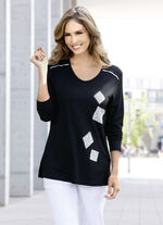 Schwarzes Shirt mit wei&szlig;er Paspelierung 