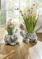 Grasbund in Topf aus Magnesia ROSA-GRÜN