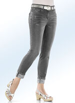 Edel-Jeans in 7/8-L&auml;nge mit h&uuml;bschem Glitzersteinchenbesatz GRAU