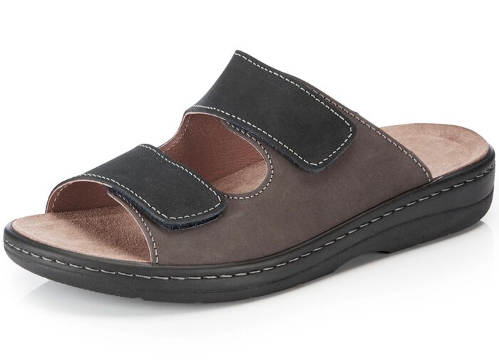 GINO GALANTE, bequeme Herren-Pantoletten, Weite H, mit herausnehmbarem Fu&szlig;bett DUNKELBLAU-MOKKA