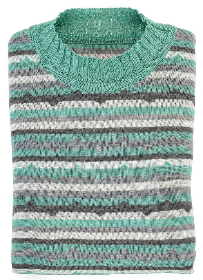 Pullover in Feinstrick MINT-GRAU-ECRU