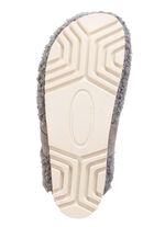 Laurina Pantoffel aus weichem Plüsch mit Veloursbesatz GRAU