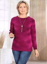 Pullover mit aufwendiger Rundpasse MAGENTA