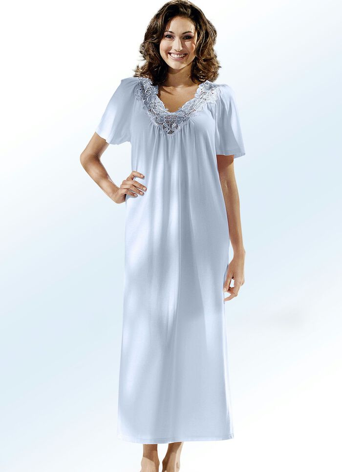 Nachthemd, Kurzarm mit Rundhals ZARTBLEU