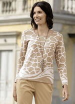 Pullover in Jacquard-Dessin SAND-WEISS