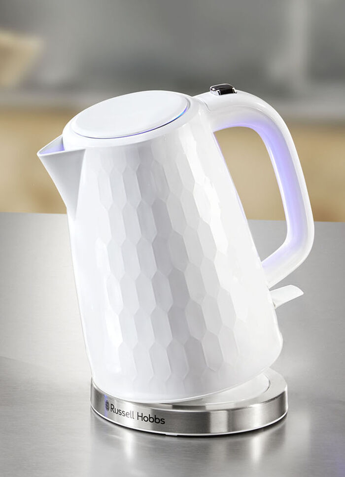 Russell Hobbs Fr&uuml;hst&uuml;cksserie Honeycomb aus Hochglanz-Kunststoff WEISS