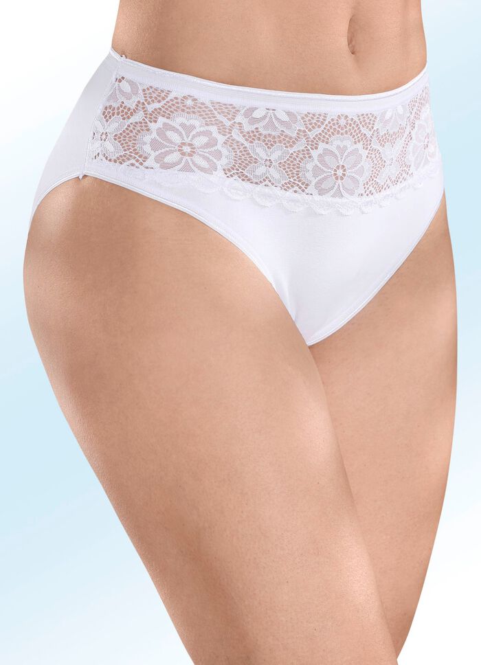 Laurina Viererpack Slips mit elastischer Spitze 