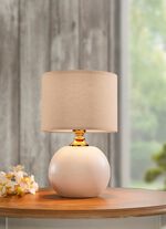 Keramik-Tischleuchte mit Textillampenschirm 