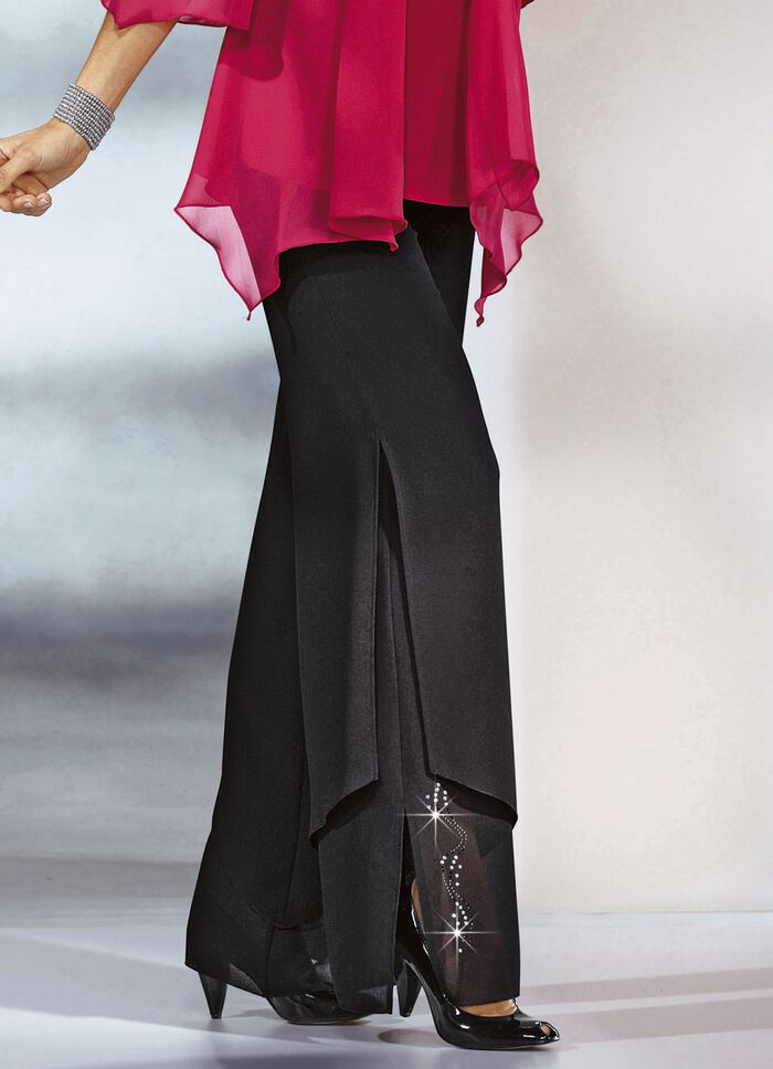 Doppellagig gearbeitete schwarze Hose SCHWARZ